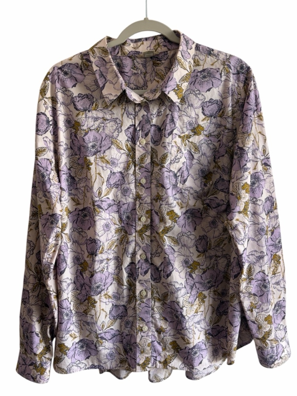 Duluth Trading Co Wrinkle Fighter Lavender Floral Button-Up XXL Western Rodeo